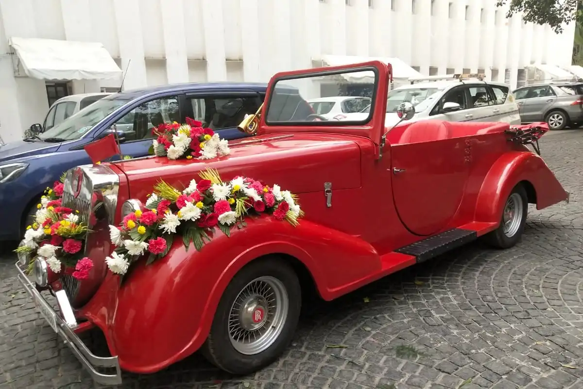 Red Rolls Royce Vintage Wedding Car